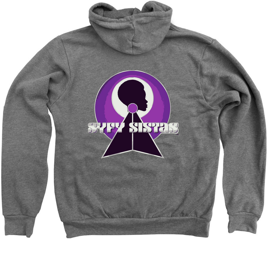SyFy Sistas Official Logo, a Deep Heather Zip Up Hoodie (back-view)