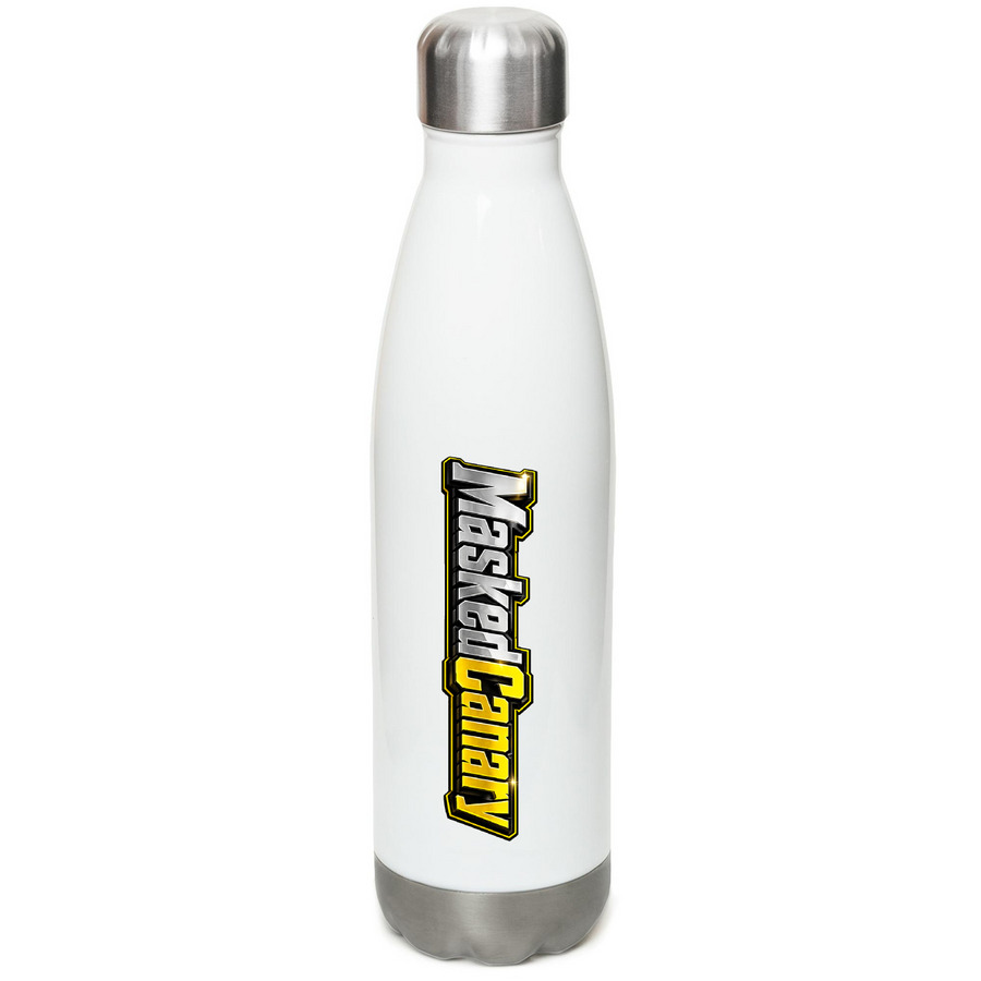 Maskedcanarymerch, a White Stainless Steel Water Bottle