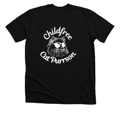 Childfree Cat Purrson, a Solid Black Blend Premium Unisex Tee