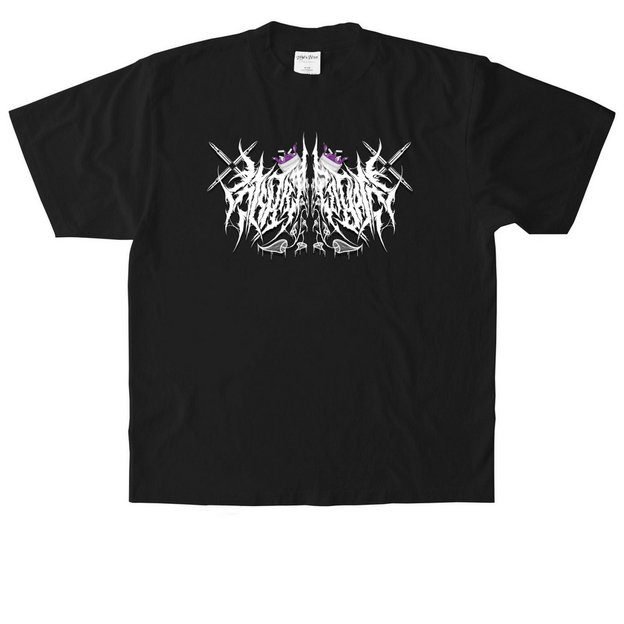 $KRRT COBAIN DEATH METAL LOGO (WHITE), a Black Heavyweight Garment Dye Tee