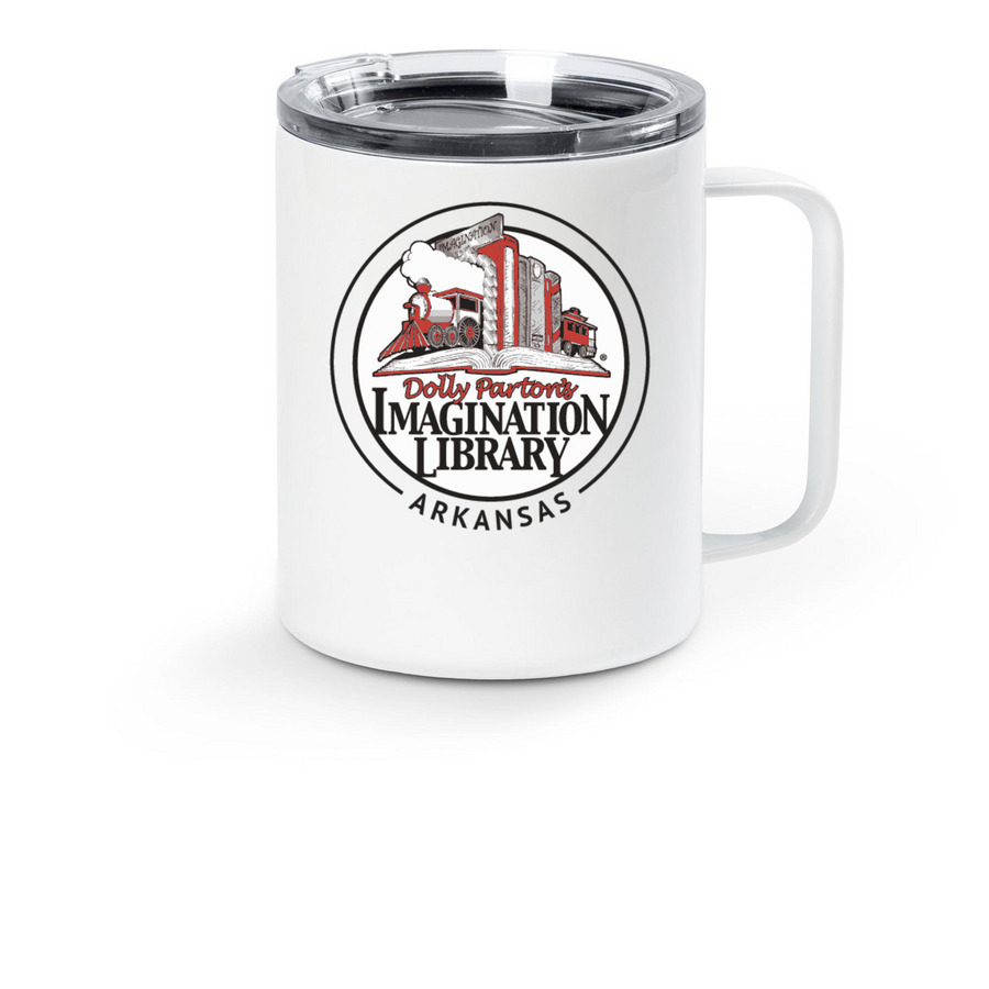 Arkansas Imagination Travel Library Mug, a White Stainless Steel Travel Mug