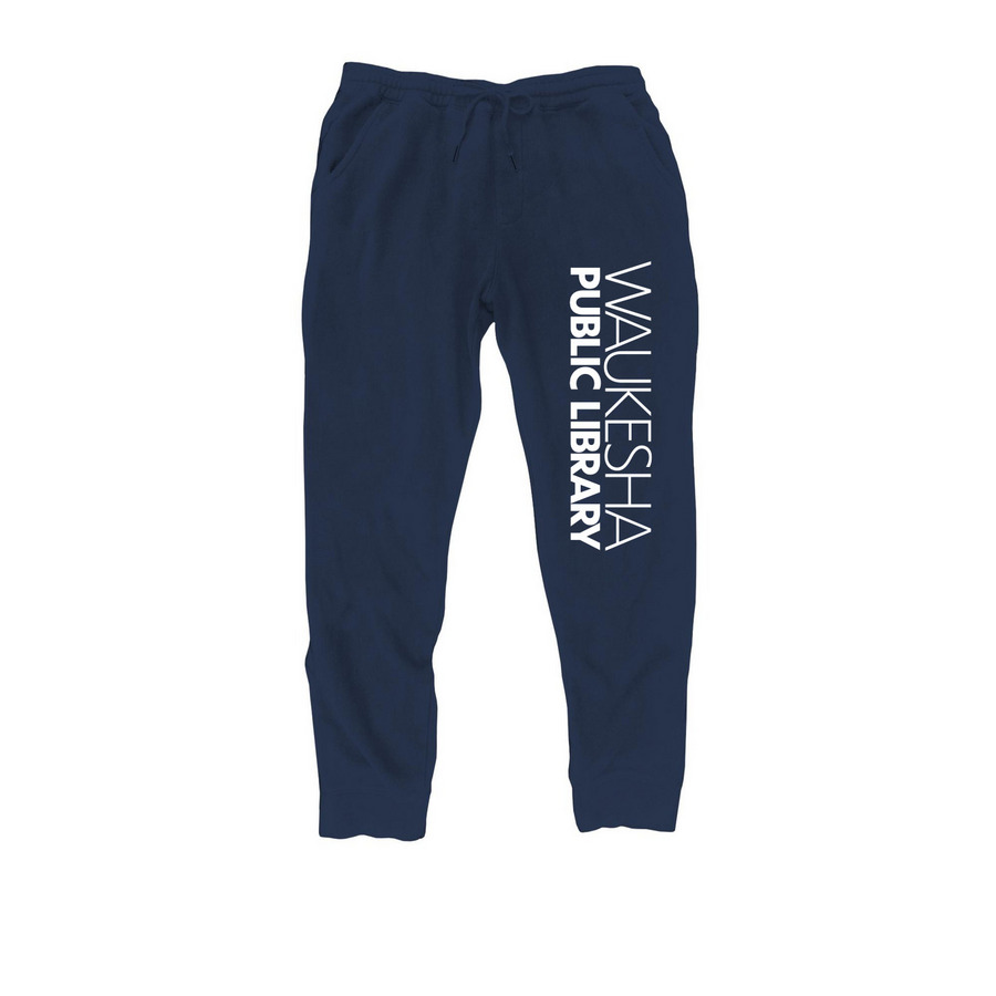 Waukesha Public Library Sweat & Flannel Pants, a Classic Navy Midweight Fleece Joggers