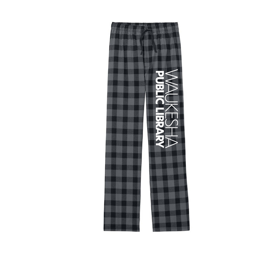 Waukesha Public Library Sweat & Flannel Pants, a Grey/ Black Buffalo Check Flannel Pajama Pant