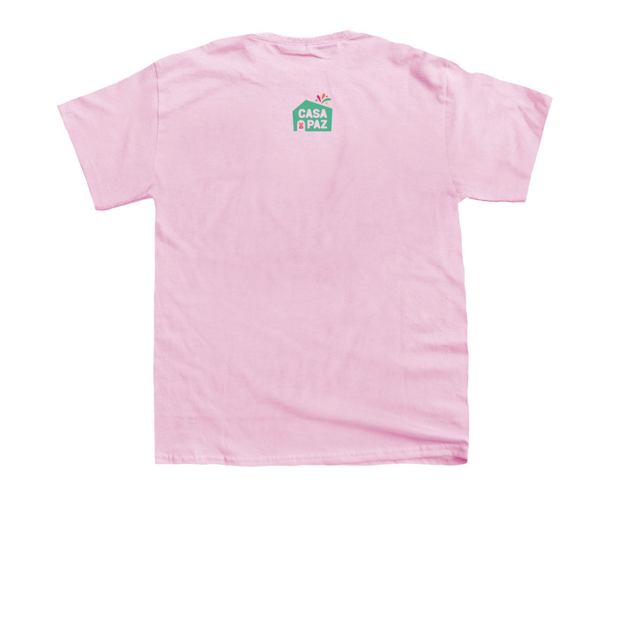 Build A Bigger Table, a Light Pink Youth Unisex Tee (back-view)