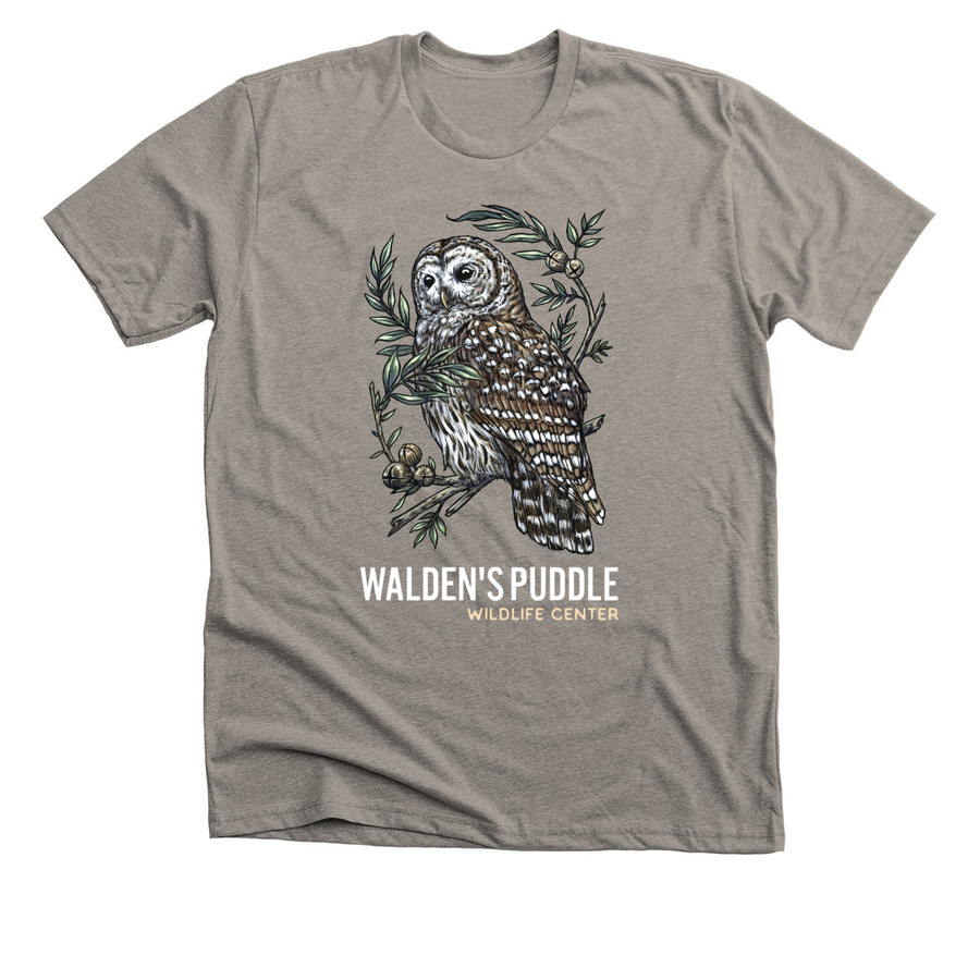 Walden's Puddle Barred Owl, a Heather Stone Premium Unisex Tee