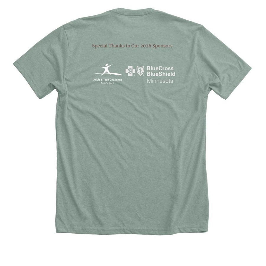 Tom London Memorial Walk 2026 Shirt, a Heather Sage Premium Unisex Tee (back-view)