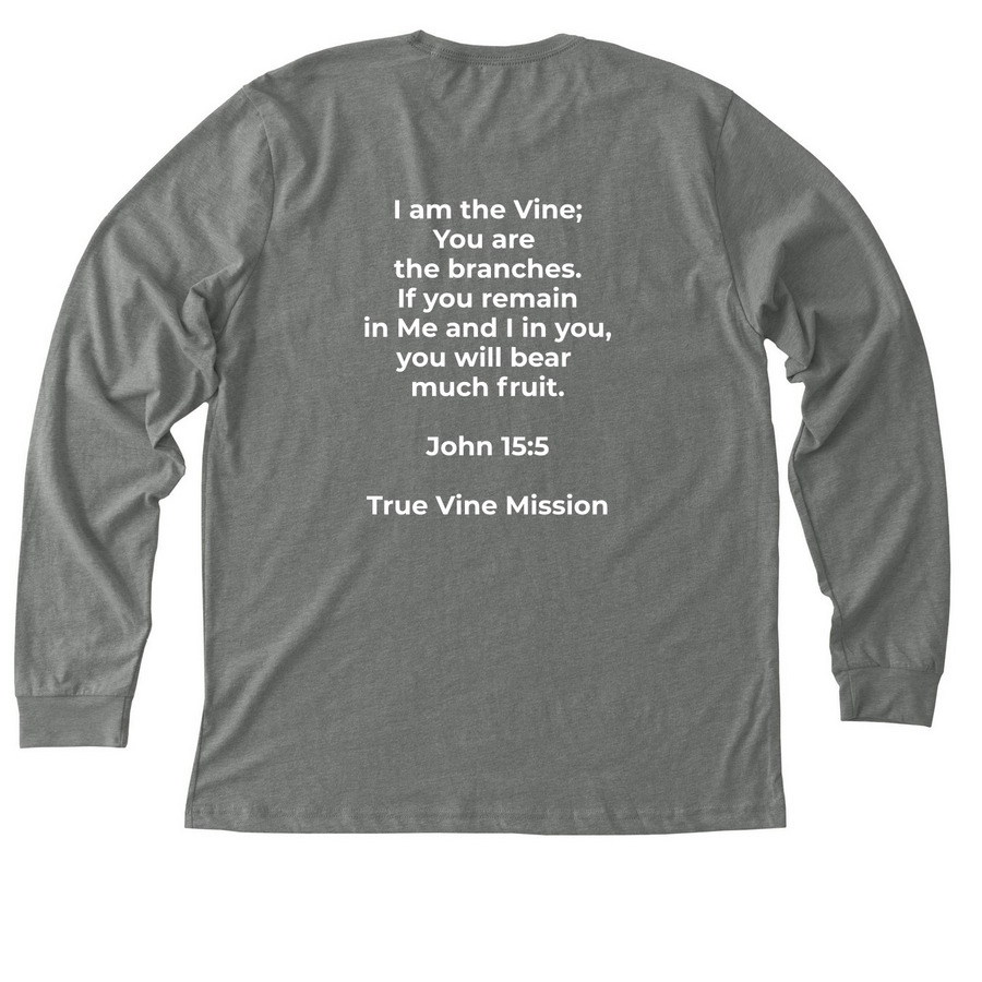 TVM Logo, a Deep Heather Premium Long Sleeve Tee (back-view)