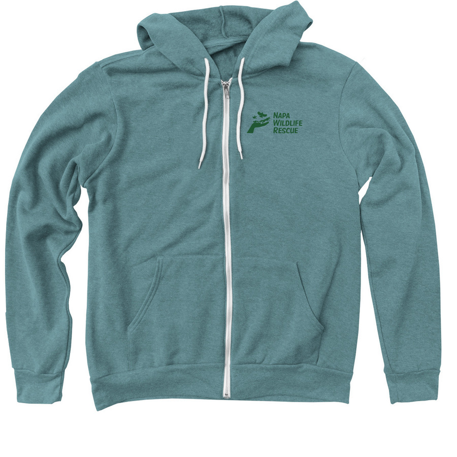 NAPA WILDLIFE RESCUE, a Heather Deep Teal Zip Up Hoodie