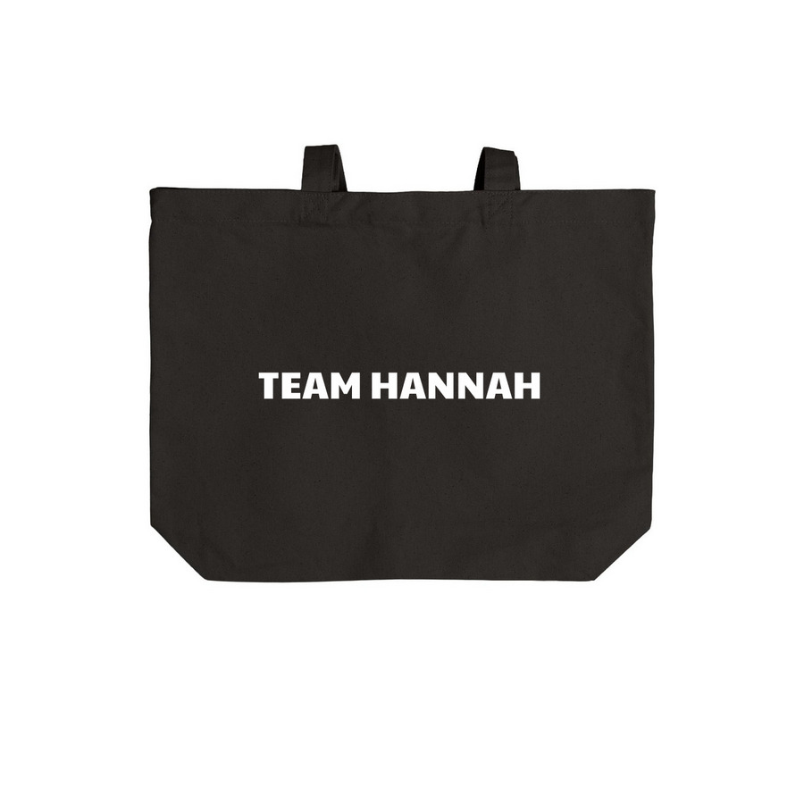 Hannah's Heart Run, a Deep Black Cotton Canvas Tote Bag (back-view)