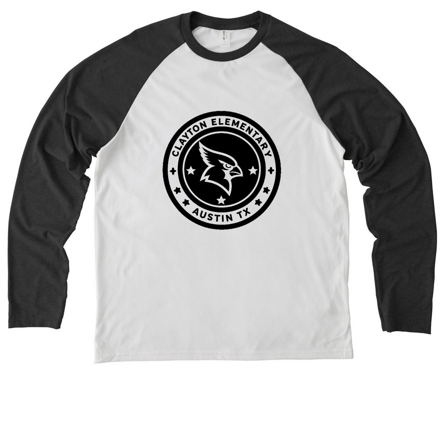 Team Clayton, a Space Black/ Bright White Allmade Eco Triblend Colorblock Raglan Long Sleeve Tee