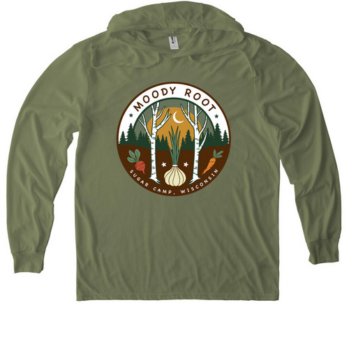 Moody Root Farm Merch, a Olive You Green Allmade Eco Triblend Hoodie Tee