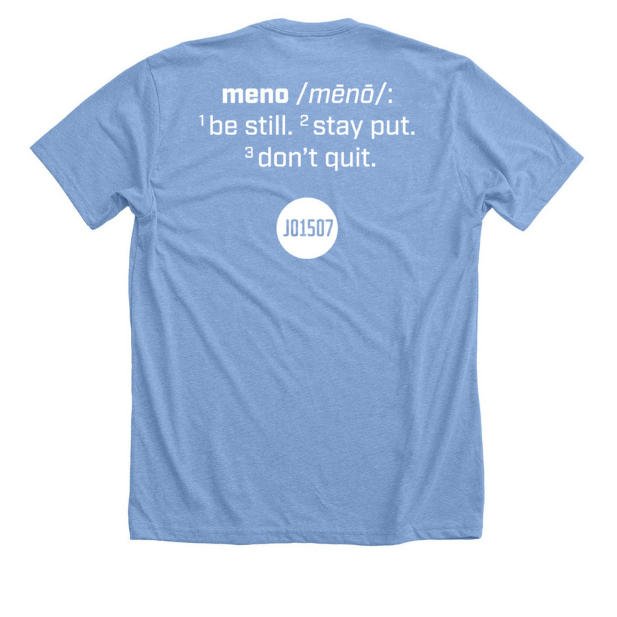 Meno Wear (Definition), a Heather Carolina Blue Premium Unisex Tee (back-view)