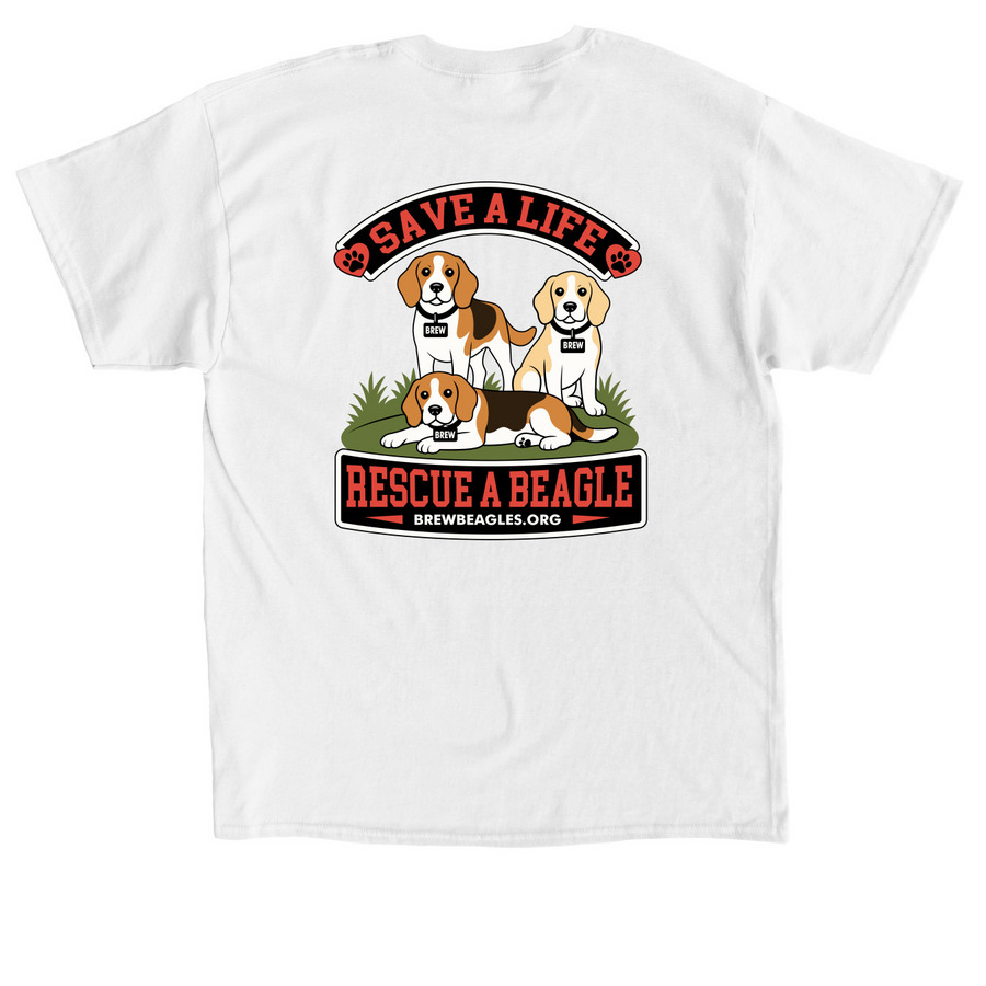 Save a Life - Back Design, a White Classic Unisex Tee (back-view)