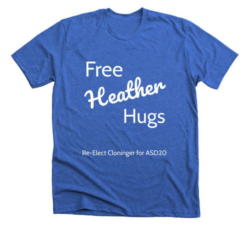 Heather Hugs, a Heather True Royal Premium Unisex Tee