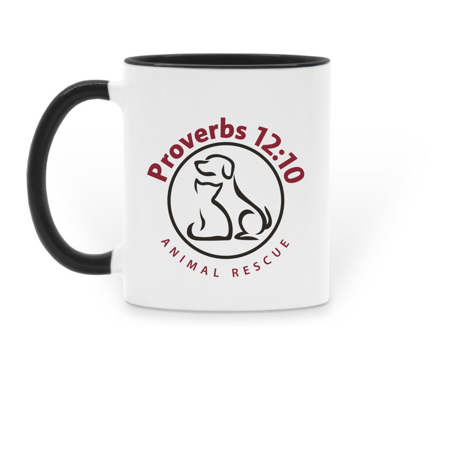 Coffee mug, a Black Two-Tone Ceramic Mug (back-view)