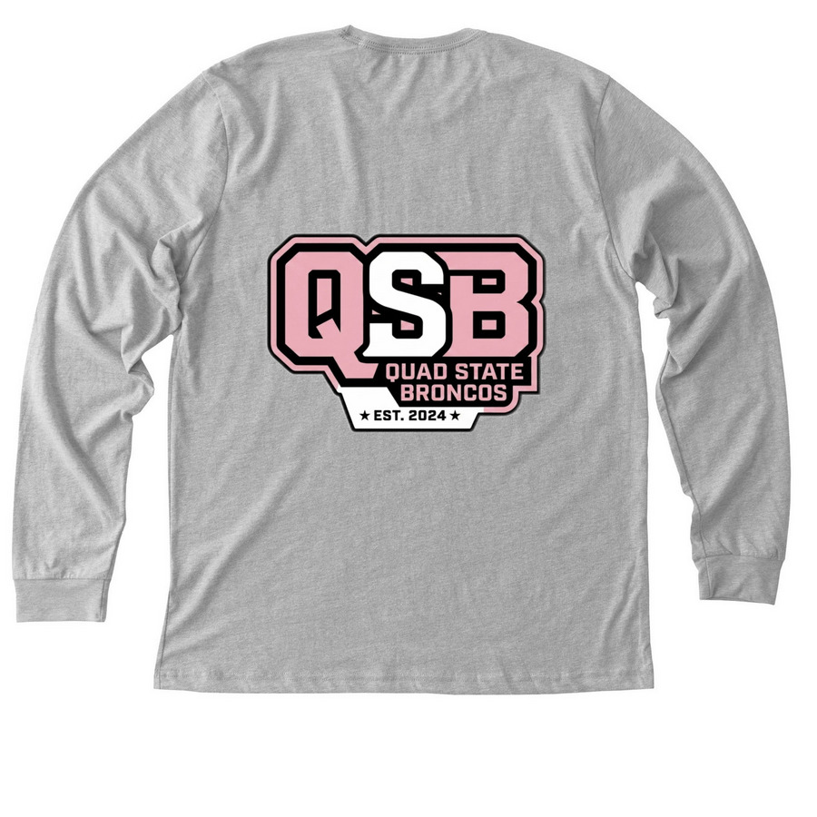 QSB - Pink Logo, a Athletic Heather Premium Long Sleeve Tee (back-view)