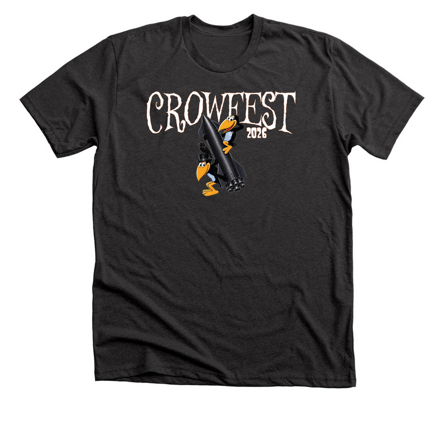 Crowfest 2026, a Dark Grey Heather Premium Unisex Tee