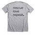 Rescue Love Repeat, a Athletic Heather Premium Unisex Tee (back-view)