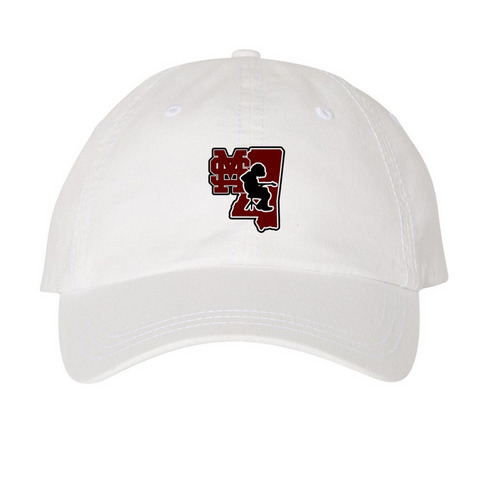 Starkville Mikey Hat, a White Printed Pigment Dye Baseball Cap