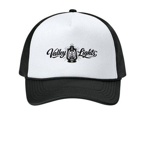 Valley Lights Trucker Hat, a White/ Deep Black Printed Foam Trucker Hat