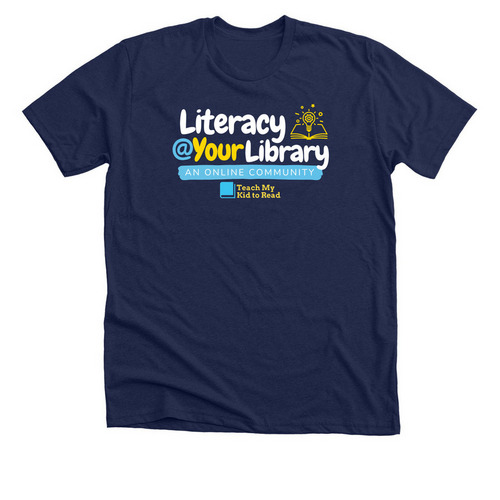 Literacy @ Your Library, a Solid Navy Blend Premium Unisex Tee
