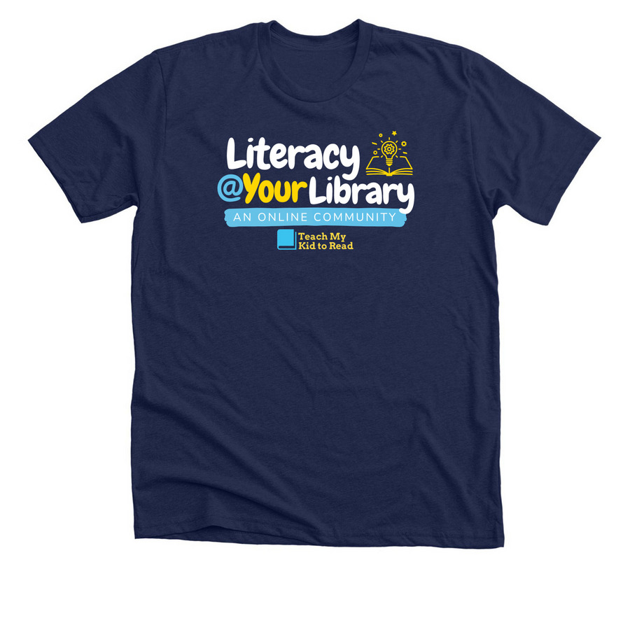 Literacy @ Your Library, a Solid Navy Blend Premium Unisex Tee