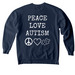 Team John Rush - Peace Love Autism ????, a True Navy Comfort Colors Crewneck Sweatshirt (back-view)