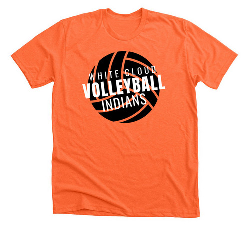 White Cloud Volleyball, a Heather Orange Premium Unisex Tee