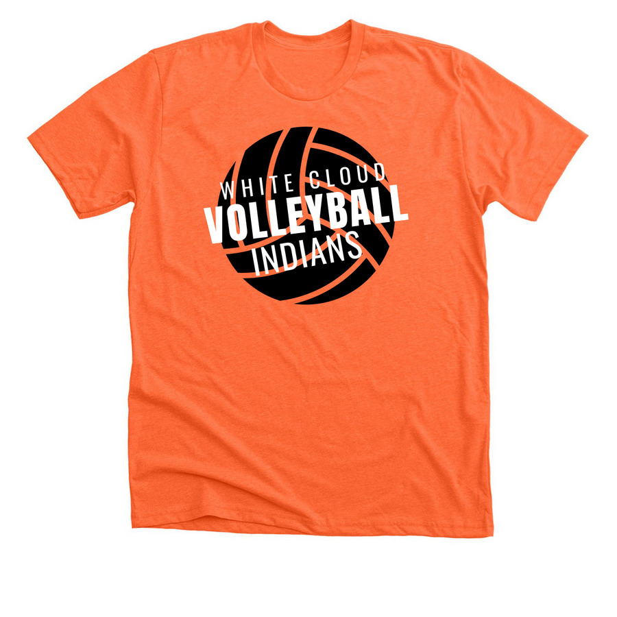 White Cloud Volleyball, a Heather Orange Premium Unisex Tee