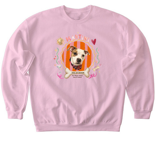 Dog of Honor Martini - Pink Design, a Light Pink Softstyle Crewneck Sweatshirt