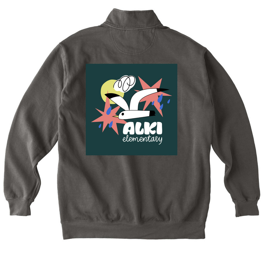 Fall 2026 Seagull Zip Up Sweatshirts, a Grey Comfort Colors Quarter Zip Pullover (back-view)