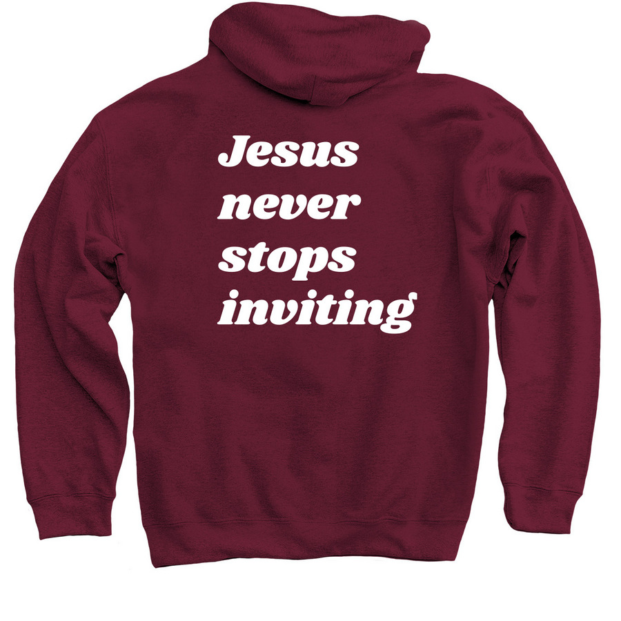Inviting Hoodie Sweatshirt, a Maroon Pullover Hoodie (back-view)