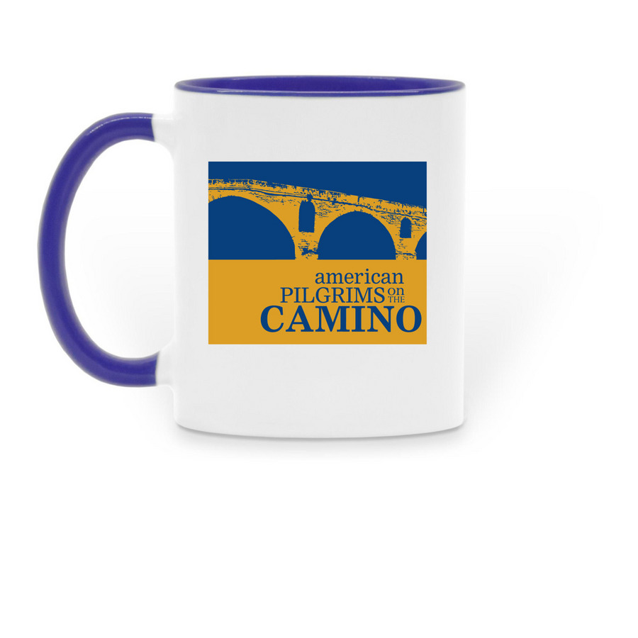 Camino Coffee Mug, a Dark Blue Two-Tone Ceramic Mug (back-view)