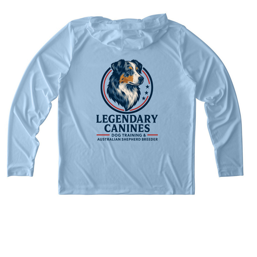 Summer Wear&nbsp;, a Light Blue UV Performance Long Sleeve Hoodie (back-view)