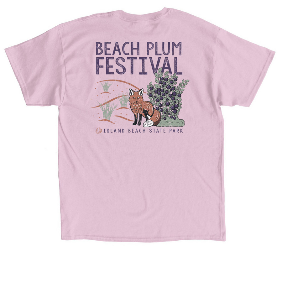 Beach Plum Festival Fox - Long/Short Sleeve, a Light Pink Classic Unisex Tee (back-view)