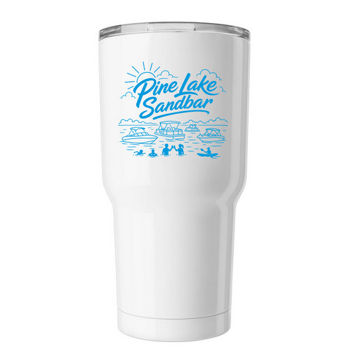 Pine Lake Sandbar Tall Tumbler, a White Insulated Tumbler