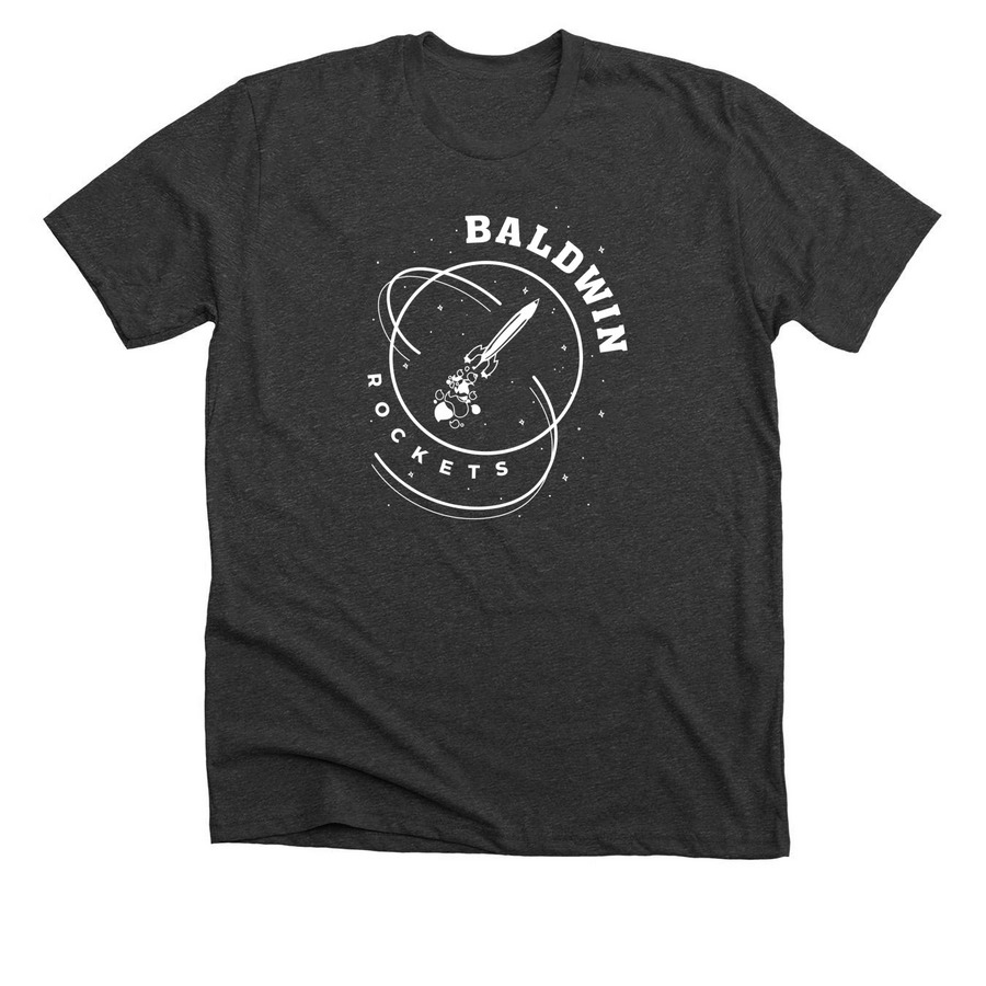 Baldwin Rocket Shirts, a Dark Grey Heather Premium Unisex Tee