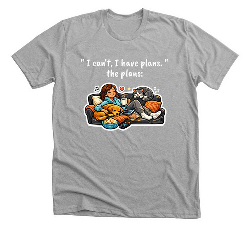 I can't, I have plans, a Athletic Heather Premium Unisex Tee