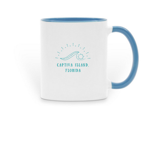 Captiva Island Coffee Mug, a Light Blue Two-Tone Ceramic Mug