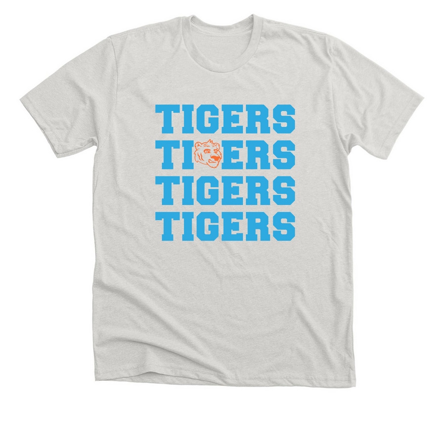 TIGERS!, a Heather Cement Premium Unisex Tee