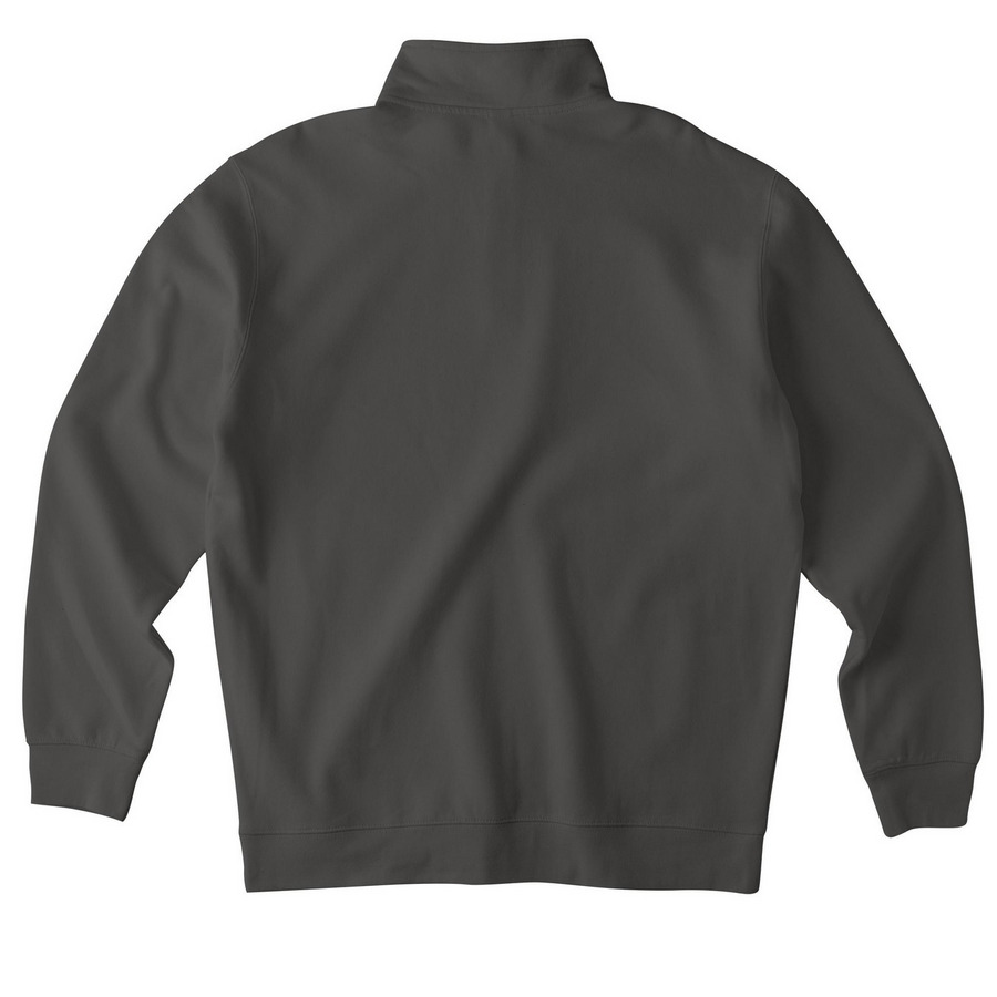 White and Red Logo, a Asphalt Midweight Quarter Zip Pullover (back-view)