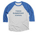 Tudor Retro Baseball Tee, a Vintage Royal and Heather White 3/4 Sleeve Baseball Tee