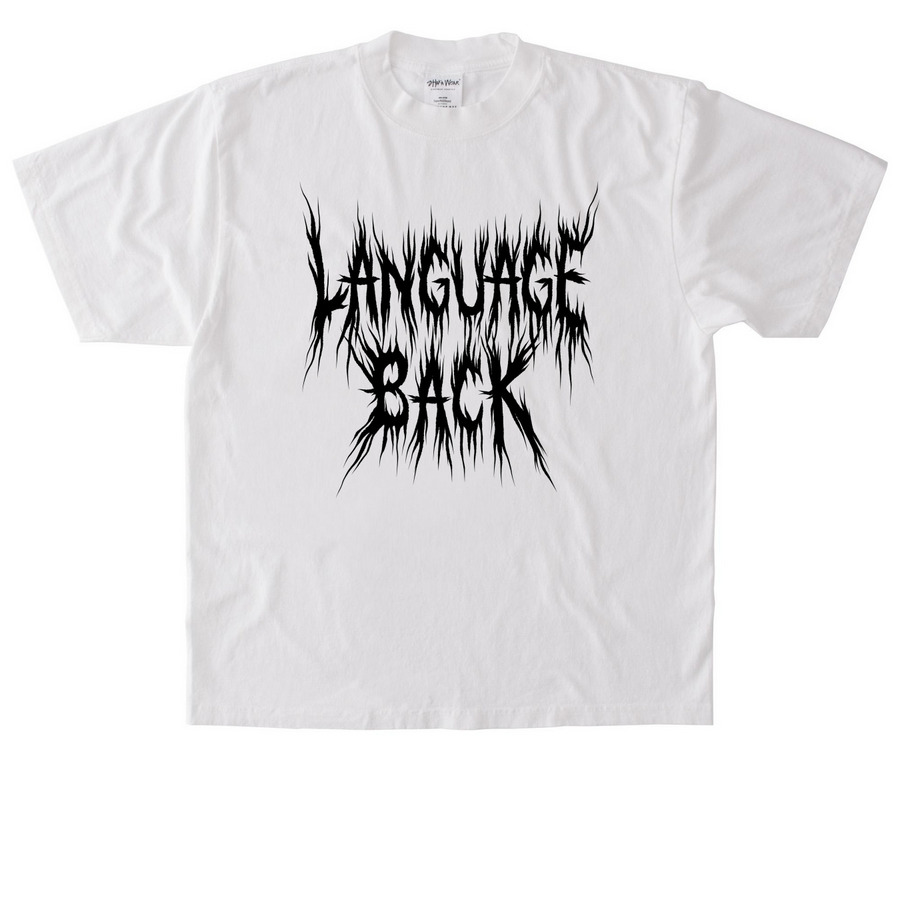 LANGUAGE BACK 01, a White Heavyweight Garment Dye Tee