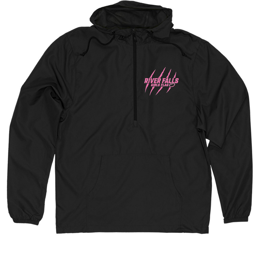 River Falls Girls Flag Windbreaker, a Black Quarter-Zip Windbreaker