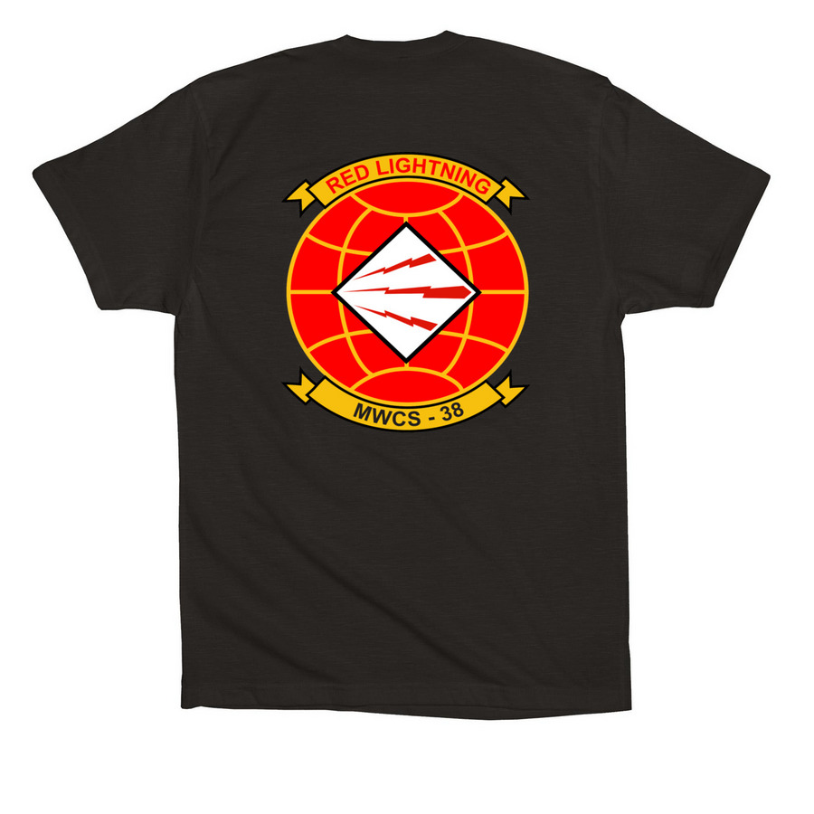 Red Lightning Unit Shirt, a Black Premium Cotton Tee (back-view)