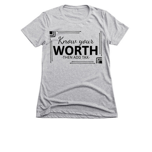 Know your worth&nbsp;, a Dark Heather Grey Women's Slim Fit Tee