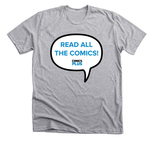 Read All The Comics!, a Athletic Heather Premium Unisex Tee