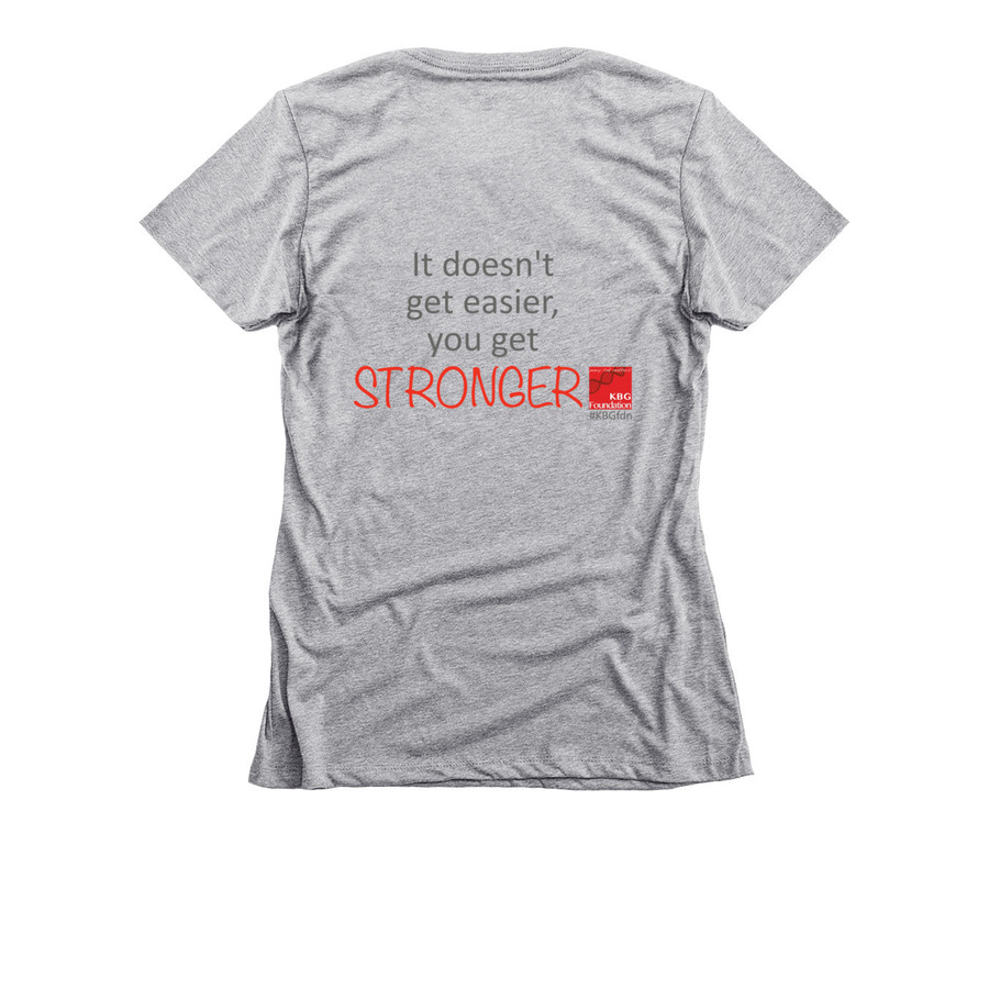 KBG Strong, a Dark Heather Grey Women's Slim Fit Tee (back-view)