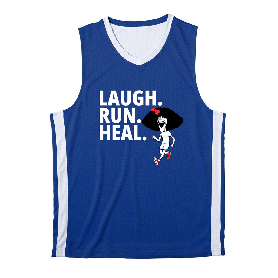 Team Gilda: Laugh. Run. Heal., a True Royal/ White Reversible Basketball Jersey