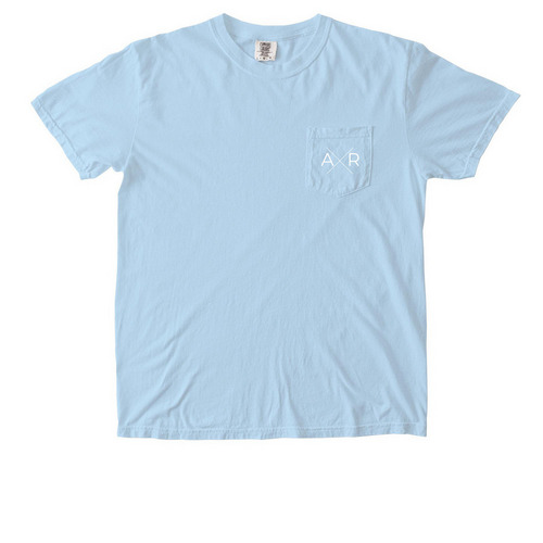 Deer and turkey tee, a Chambray Comfort Colors Pocket Tee
